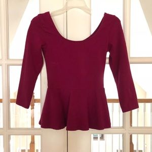 Express Pink 3/4 sleeve peplum shirt